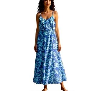 New Lane Bryant Blue Floral Maxi Bohemian Dress